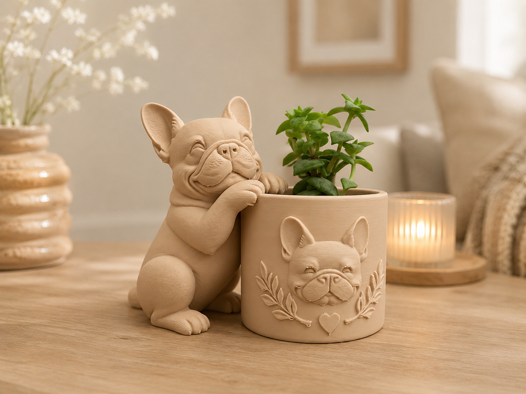 Franse Bulldog bloempotje