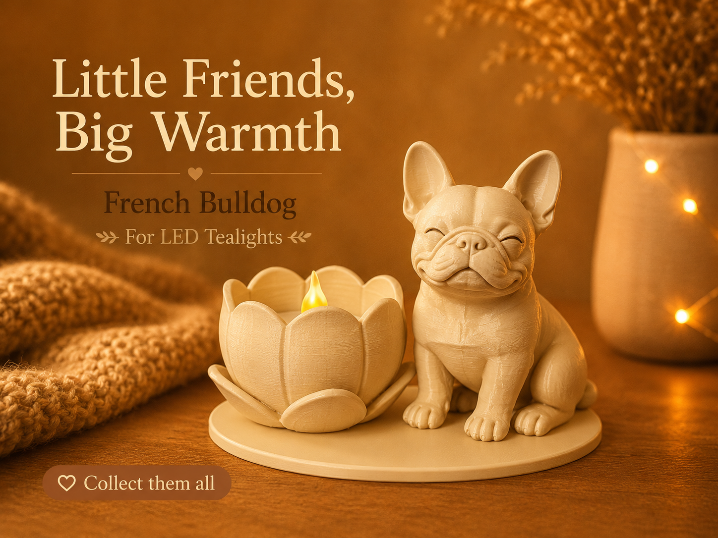 Franse Bulldog led theelichthouder