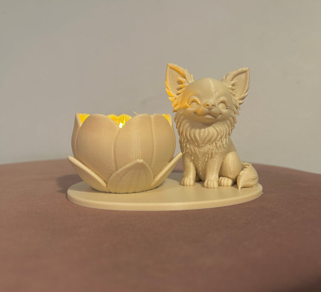 Langharige Chihuahua led theelichthouder