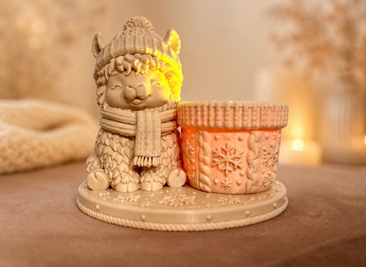 Alpaca winterse led theelichthouder