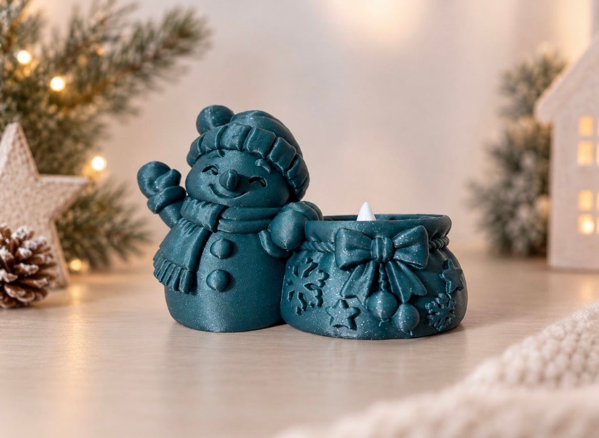 Sneeuwpop LED-theelichthouder – kerstdecoratie