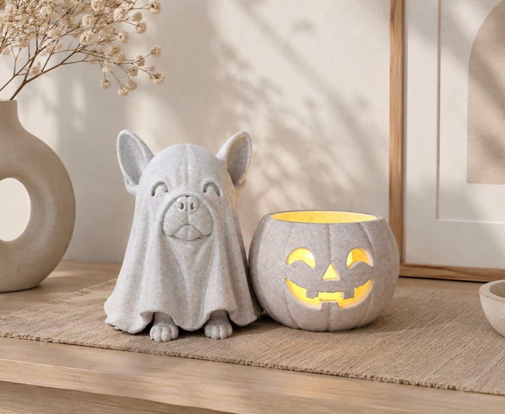 Franse Bulldog spookje led theelichthouder