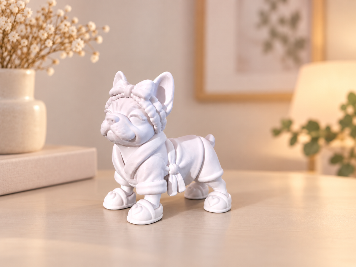 Spa Frenchie met badjas