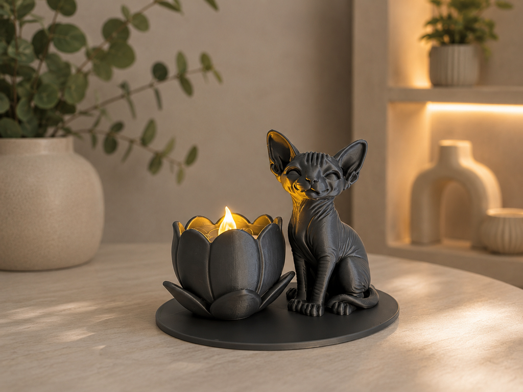 Naaktkat led theelichthouder
