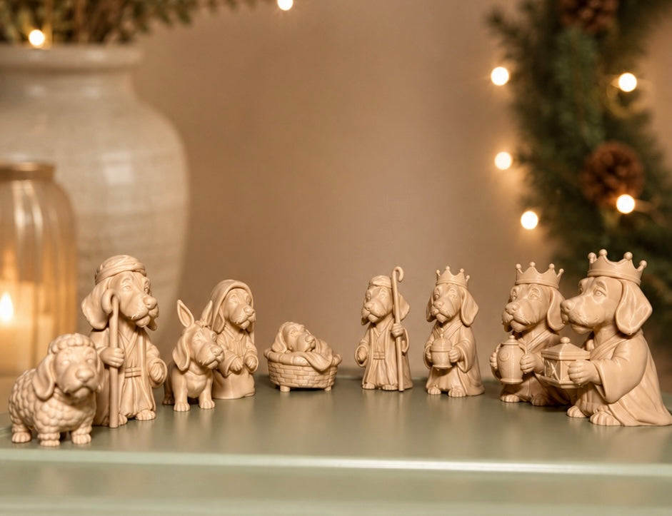 Ruwharige Teckels kerstfiguren