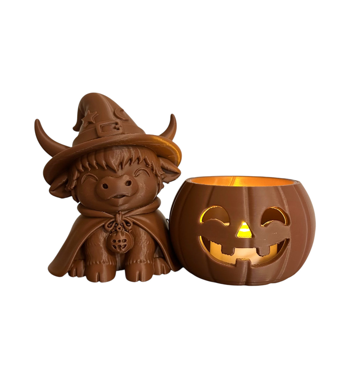 Schotse Hooglander Halloween Led theelichthouder
