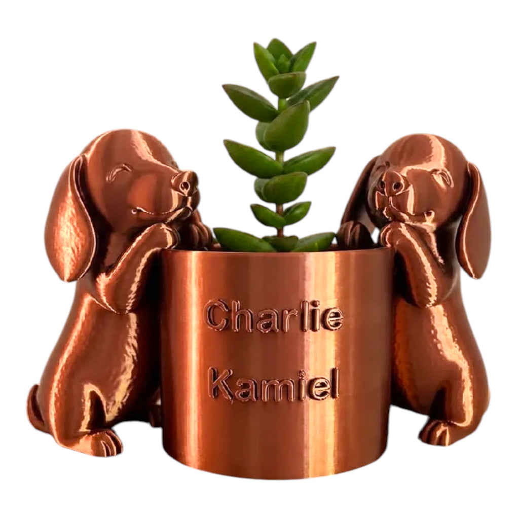 Gepersonaliseerd bloempotje teckels