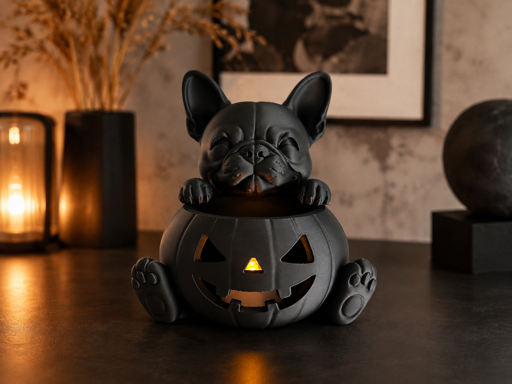 Halloween Frenchie led theelichthouder