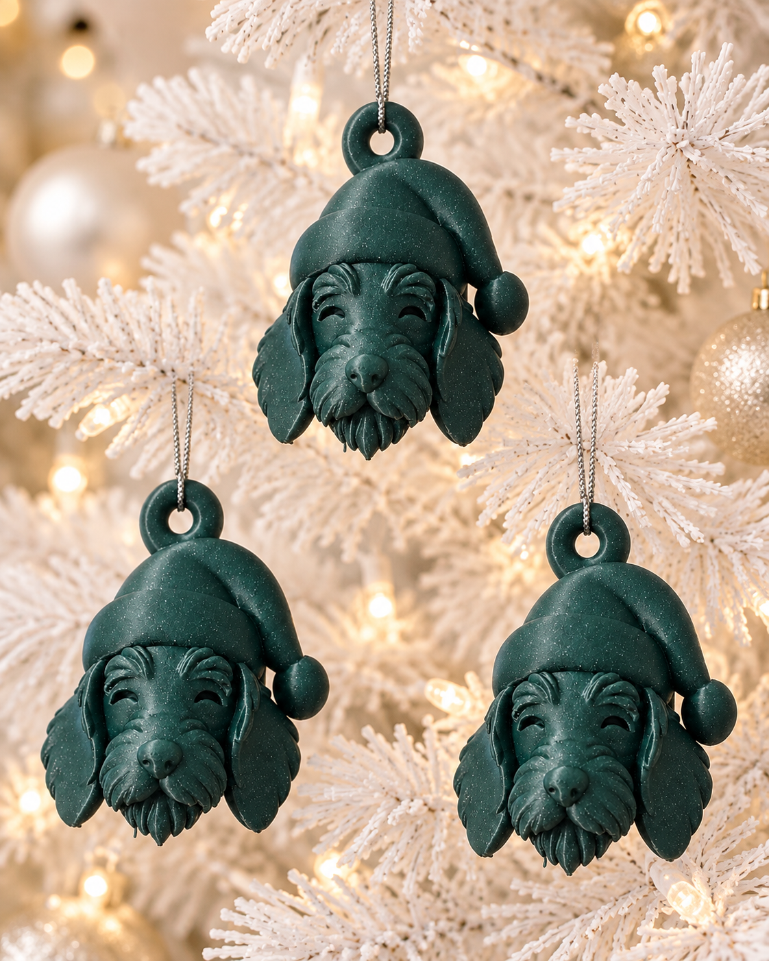 Ruwharige teckel kerstboomhangers - set van 3