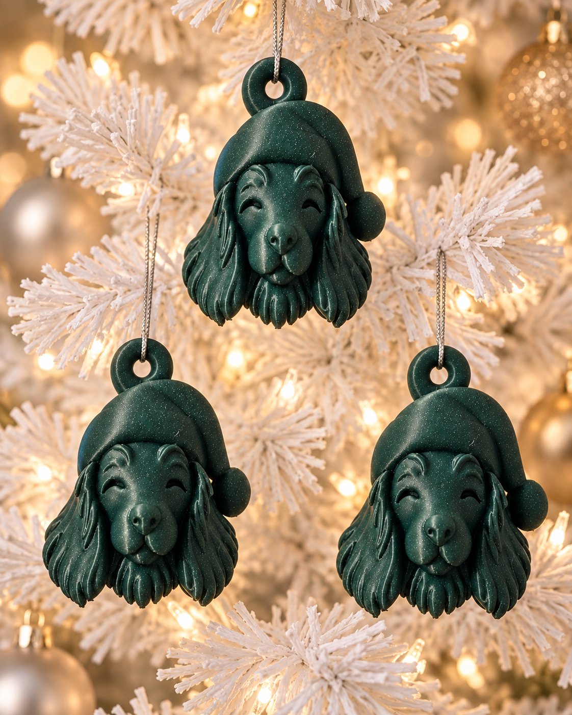 Langharige teckel kerstboomhangers - set van 3