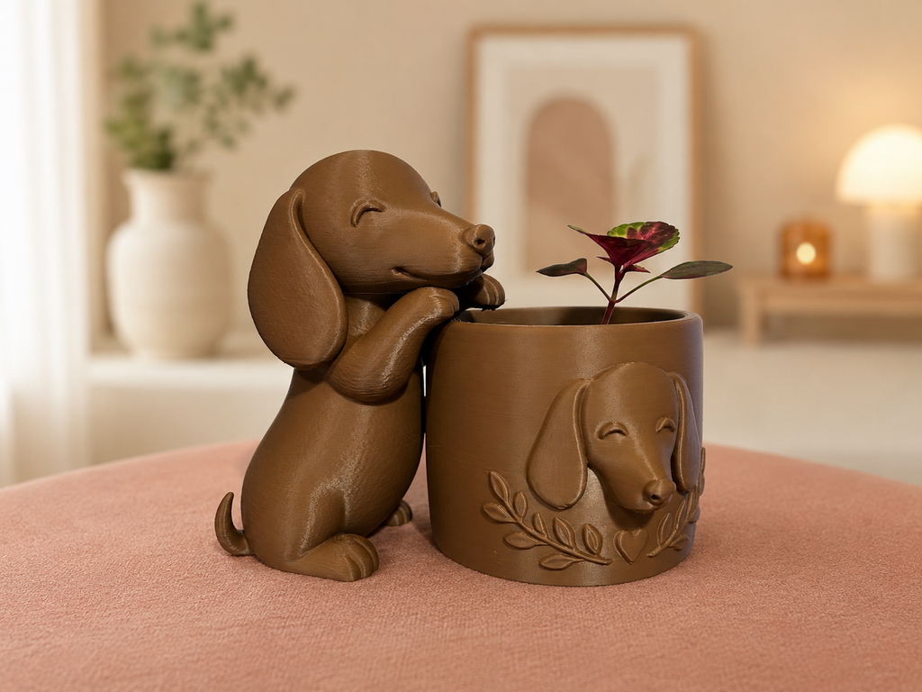 Schattig teckel bloempotje